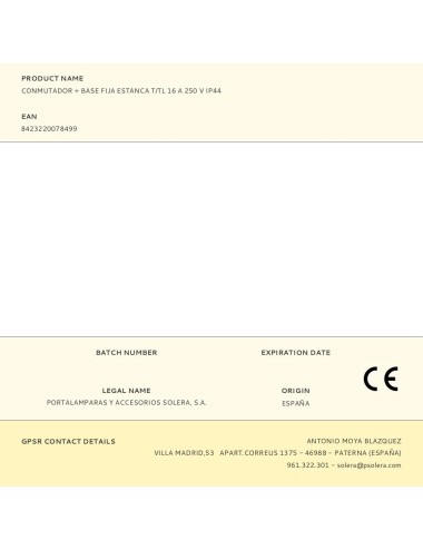 Conmutador + base fija estanca t/tl 16 a 250 v ip44
