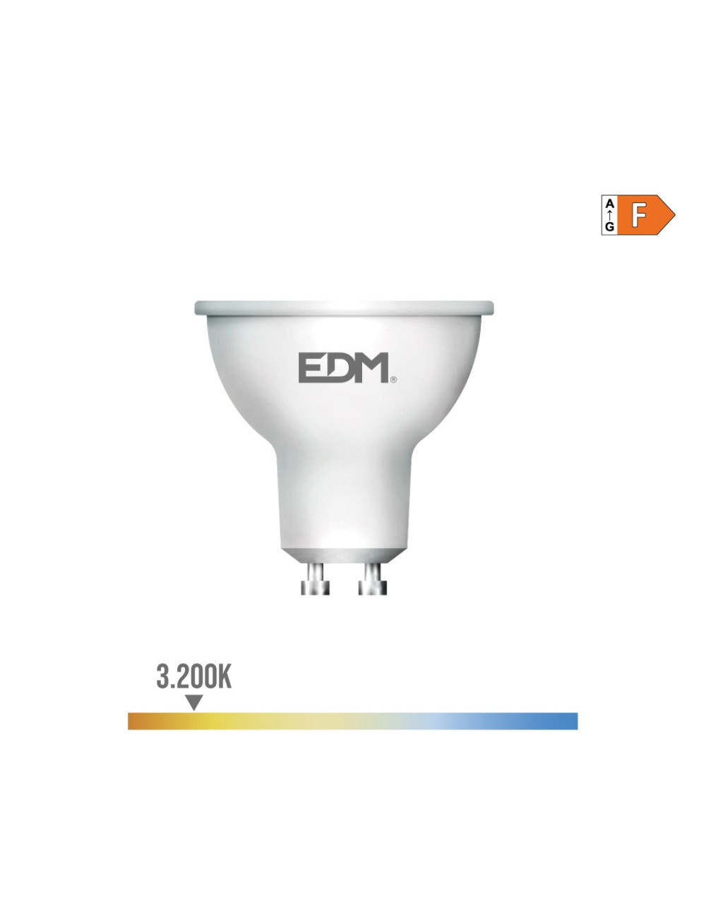 Bombilla dicroica led gu10 7 w 600 lm 3200 k luz calida 120° ø5 x 5,5 cm