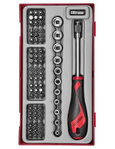 JUEGO DE PUNTAS, VASOS Y PORTAPUNTAS 76 PCS Juego de puntas y vasos de 1\4" con portapuntas  TTMDQ76