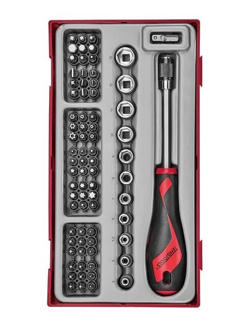 JUEGO DE PUNTAS, VASOS Y PORTAPUNTAS 76 PCS Juego de puntas y vasos de 1\4" con portapuntas  TTMDQ76