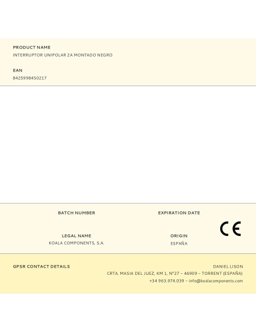 Interruptor unipolar 2a montado negro