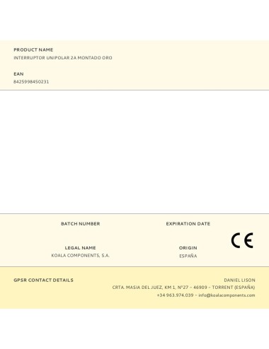 Interruptor unipolar 2a montado oro