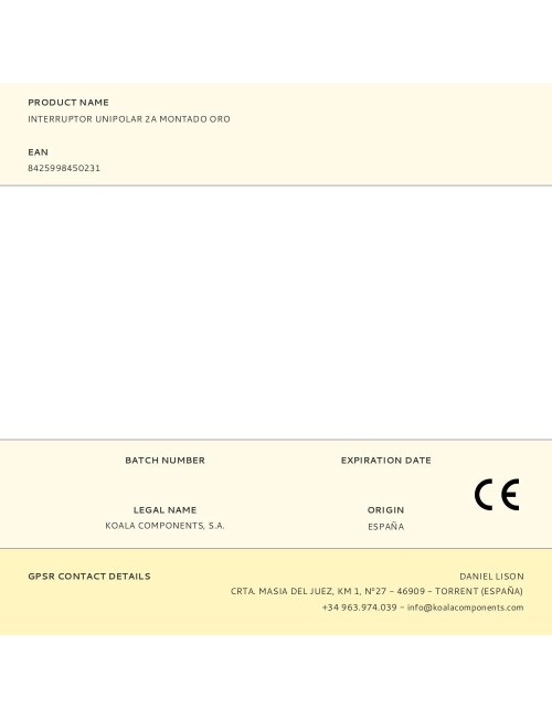 Interruptor unipolar 2a montado oro