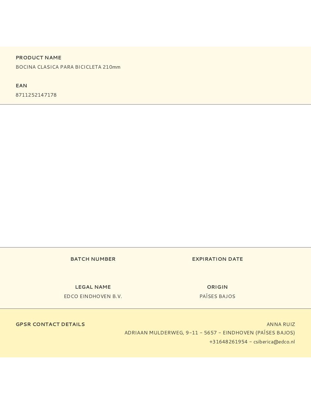 Bocina clasica para bicicleta 210mm