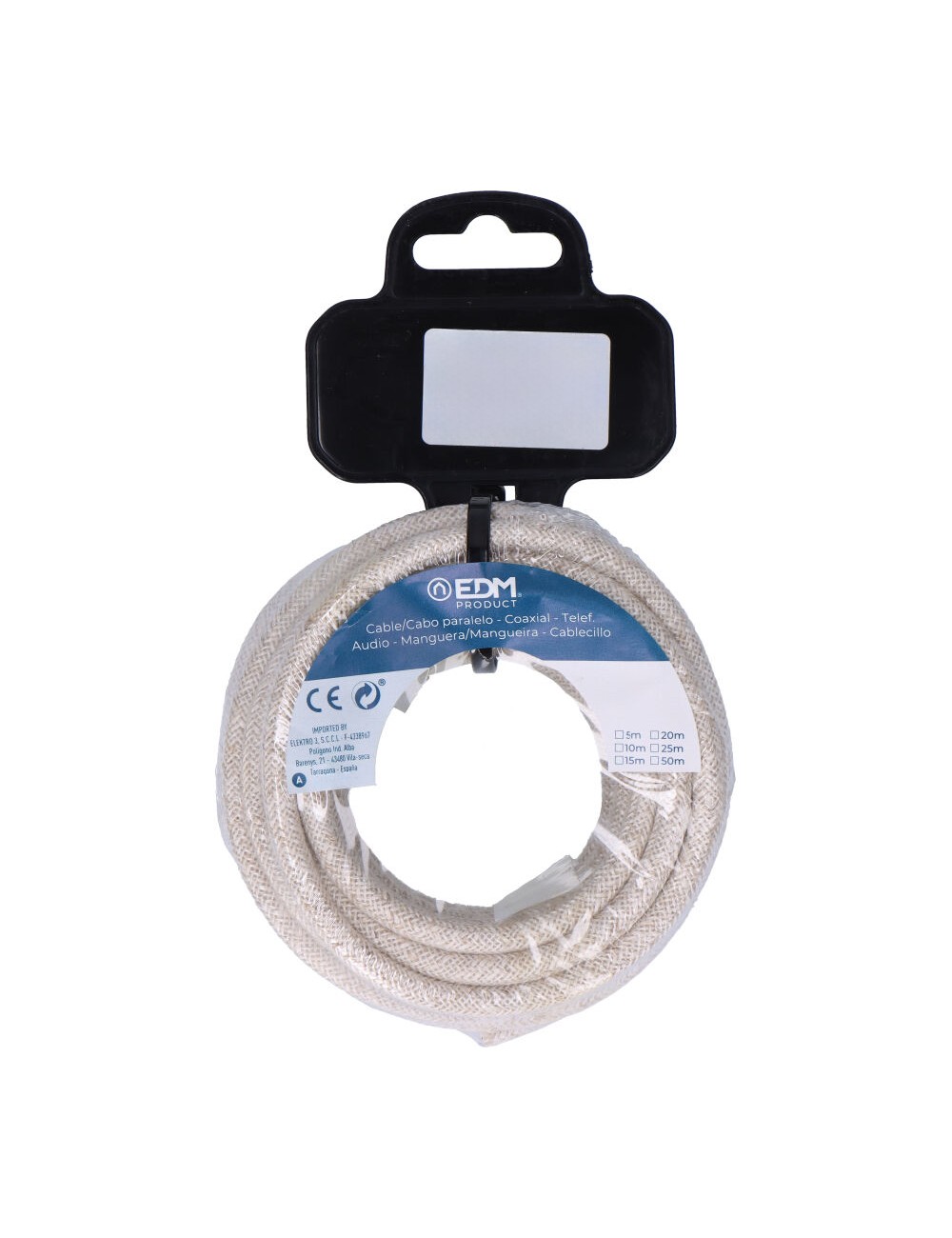 Carrete cable cordón tubular h03vv-f 2 x 0,75 mm lino, 25 m