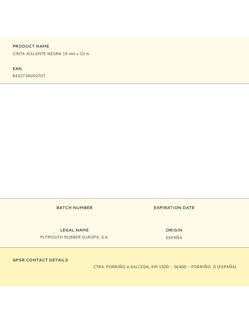 Cinta aislante negra 19 mm x 10 m