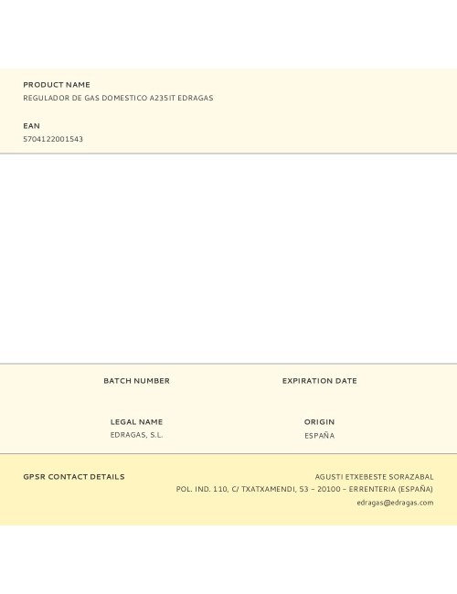 Regulador de gas domestico a235it edragas