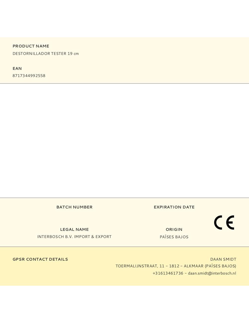 Destornillador tester 19 cm