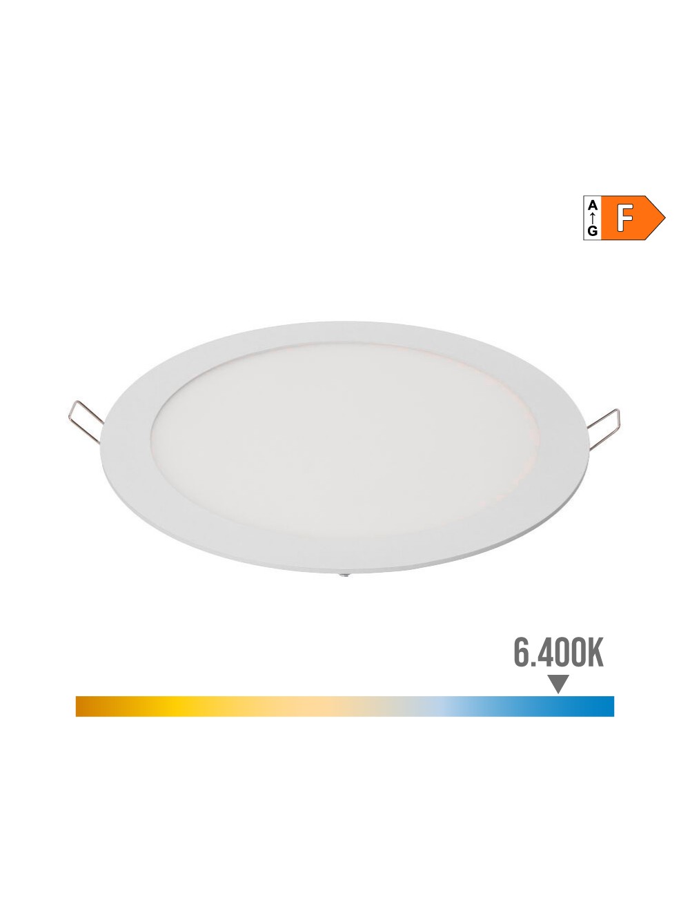 Downlight led empotrable redondo 20 w luz fría 6400 k 1500 lm blanco ø22,5 cm