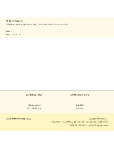 Cleaning block para piscina con solapa individual euro/u