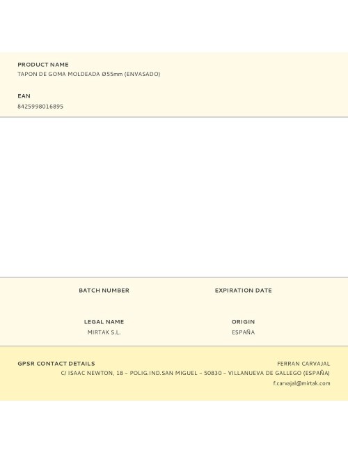 Tapon de goma moldeada ø55mm (envasado)