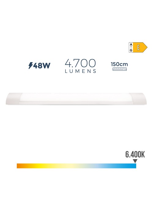 Regleta led 48 w 6500 k luz fria 4700 lm 150 x 3,5 x 12 cm