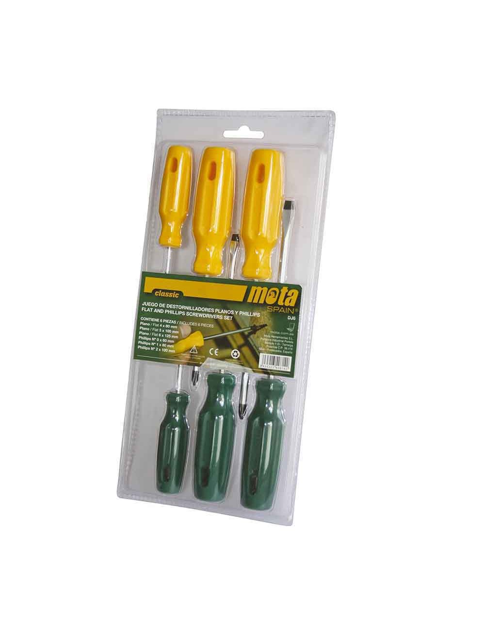 Destornilladores punta plana y phillips, juego de 6 unidades
