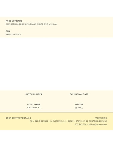 Destornillador punta plana aislado 5,5 x 125 mm