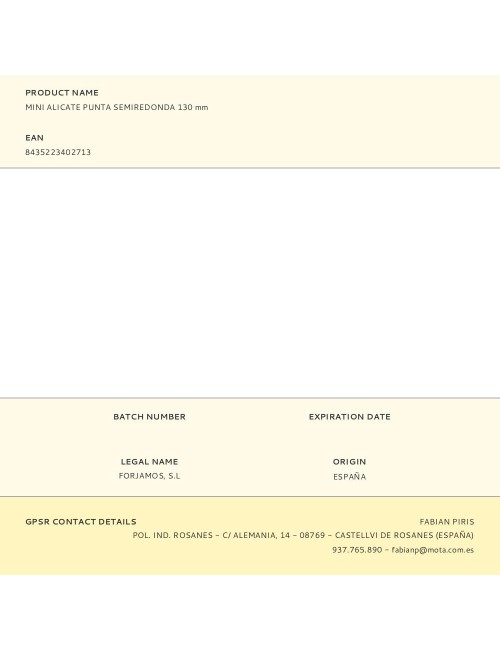 Alicates mini punta semiredonda, carbono, 130 mm