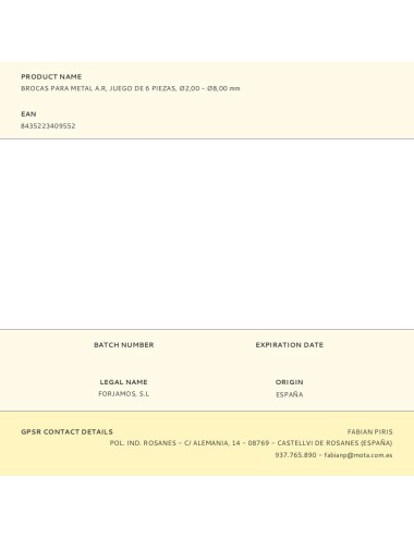 Brocas para metal a.r, juego de 6 piezas, ø2,00 - ø8,00 mm