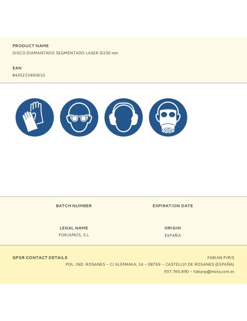 Disco diamantado segmentado laser ø230 mm