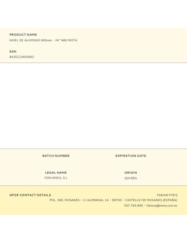 Nivel de aluminio 600mm - 24" n60 mota