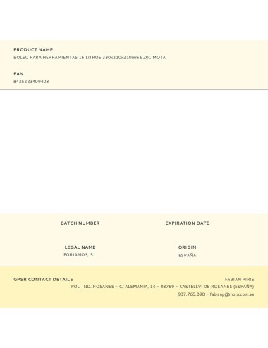 Bolsa de herramientas 16 l, 330 x 210 x 210 mm