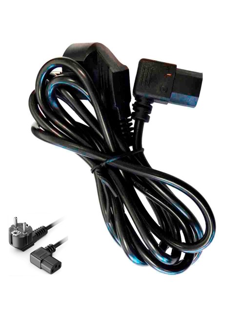 Cable acodado ordenador schuko - iec c13, negro, 2 m