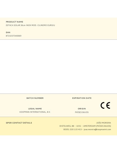 Estaca solar 36cm inox mod. cilindro euro/u