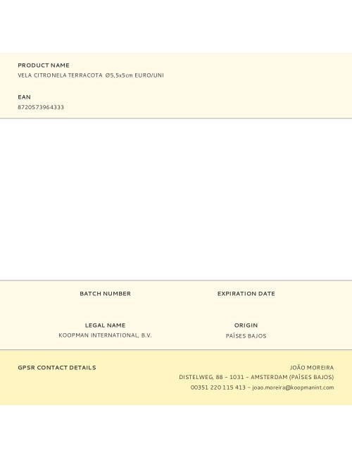 Vela citronela terracota ø5,5x5cm euro/uni