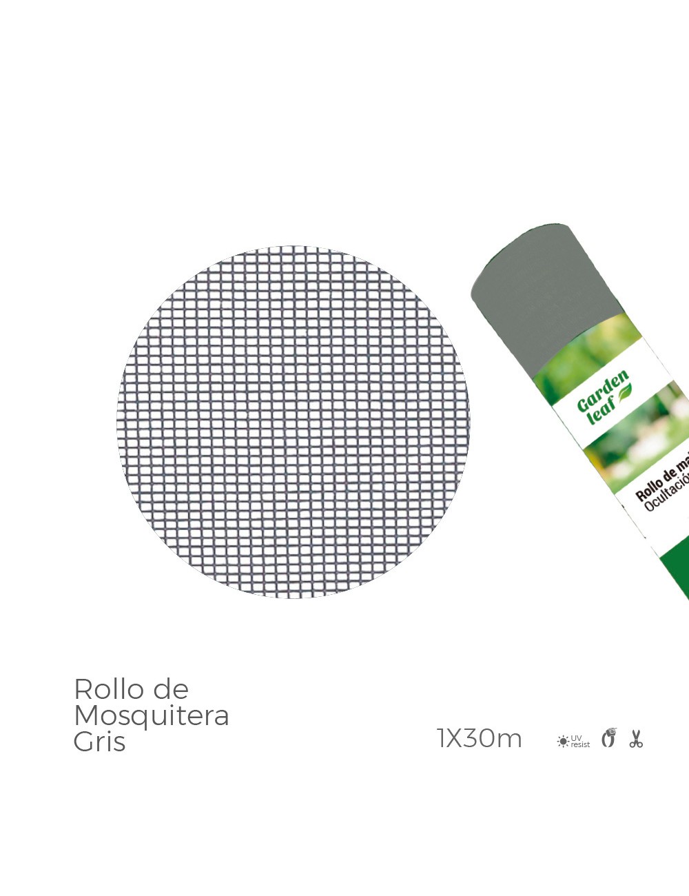 Rollo de mosquitera de color gris 1 x 30 m
