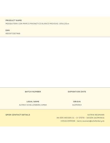 Mosquitera con marco magnetico blanco 100 x 120 cm