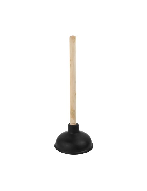 Desatascador clasico negro con mango de madera, ø13,5 cm x 40 cm