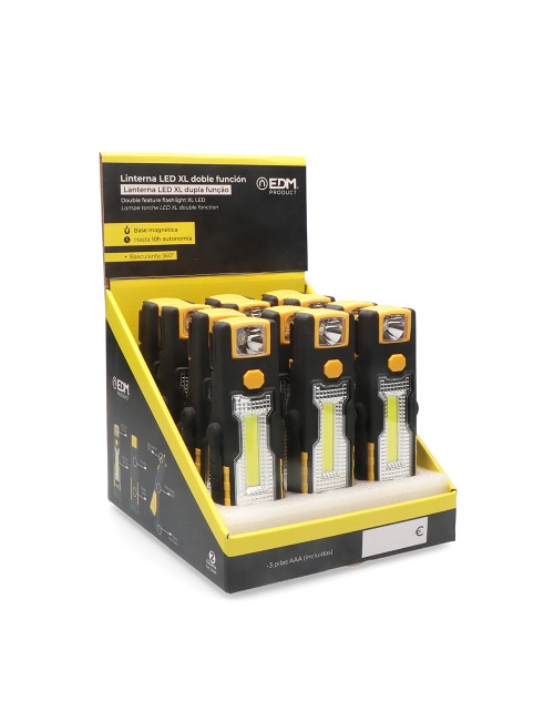 Linterna led xl free work, doble funcion con gancho + iman 3 x aaa (pilas incluidas)