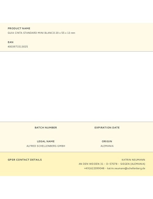 Guia cinta standard mini blanco 20 x 55 x 13 mm