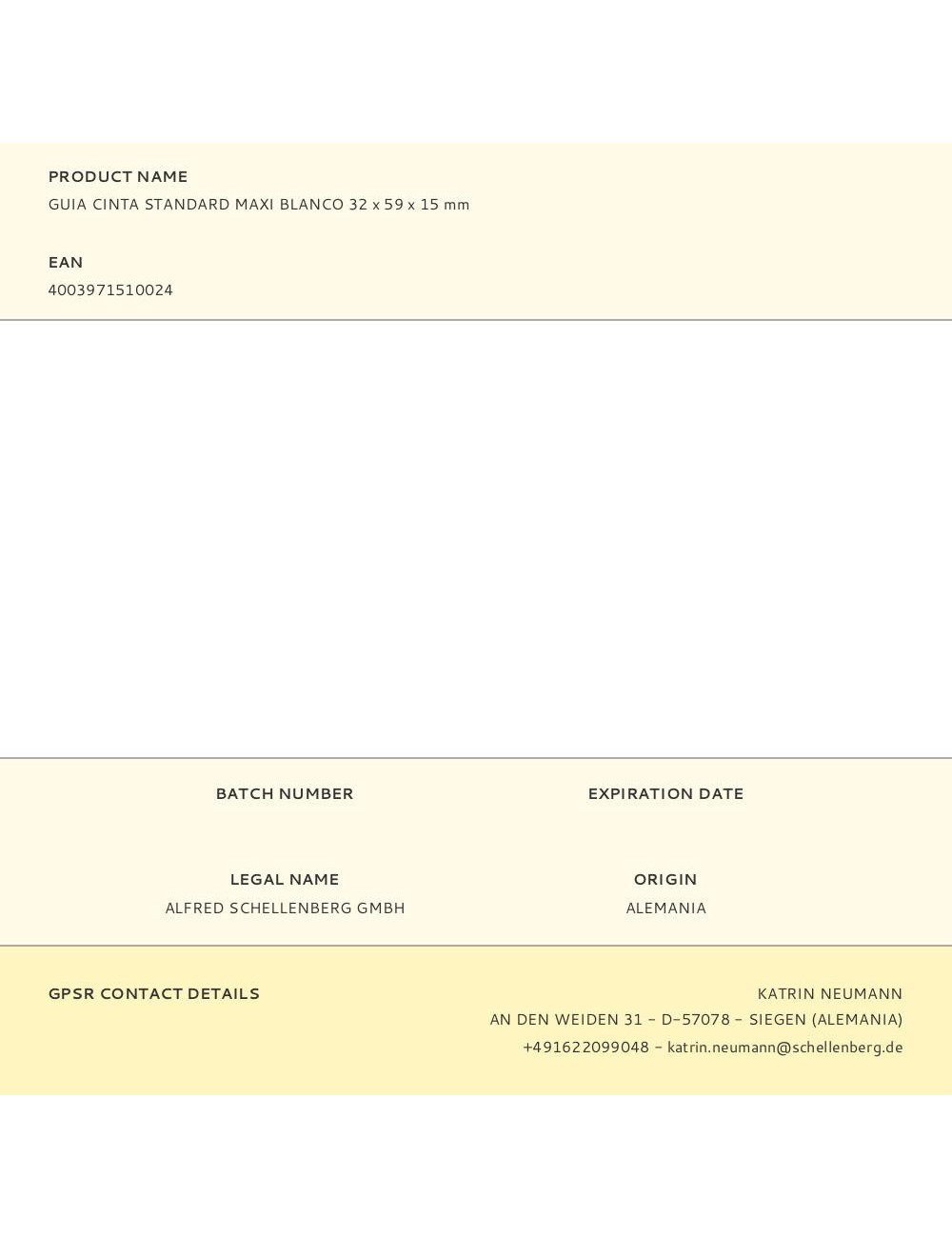 Guia cinta standard maxi blanco 32 x 59 x 15 mm