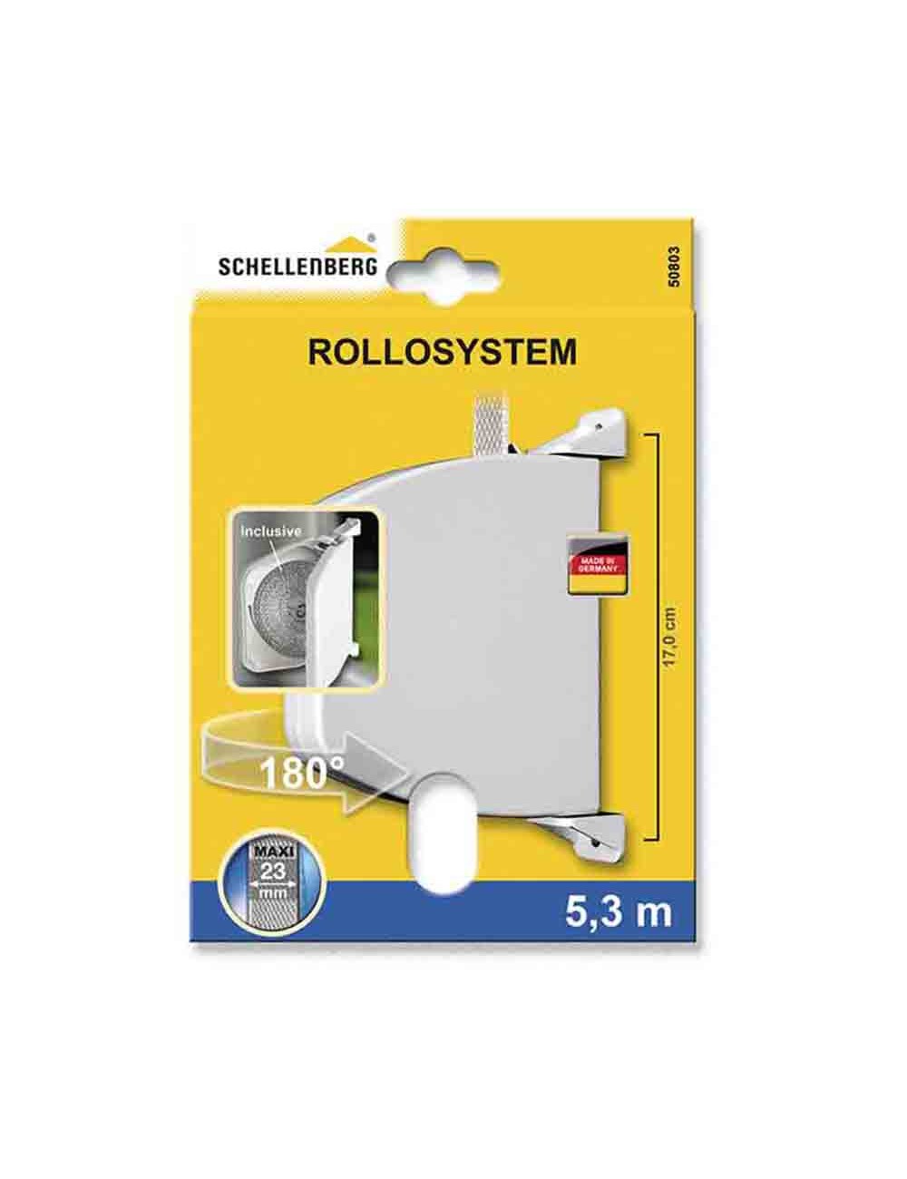 Recogedor exterior abatible giratorio 180° con 5,3 m de cinta, 34 x 188 x 156 mm marrón