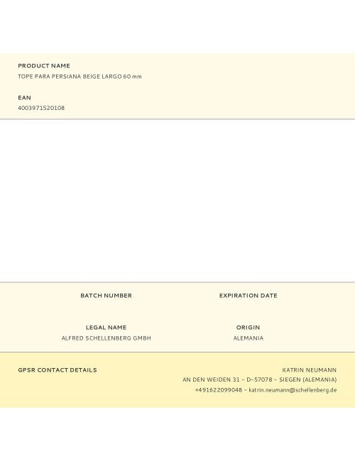 Tope para persiana beige largo 60 mm