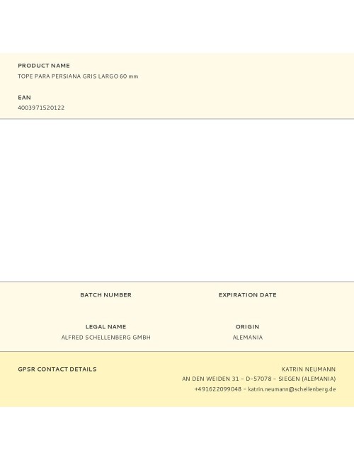 Tope para persiana gris largo 60 mm