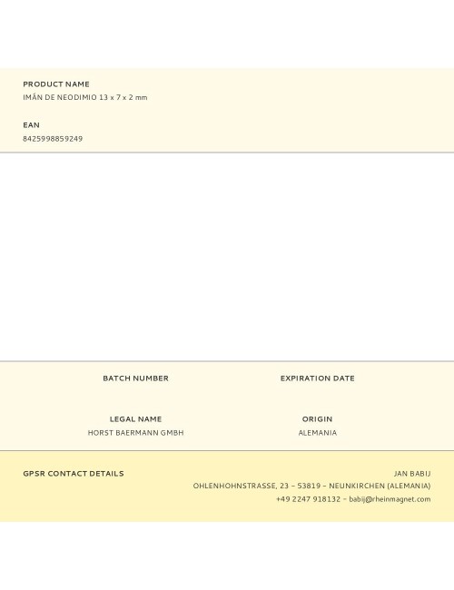 Imán de neodimio 13 x 7 x 2 mm