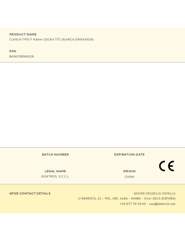 Clavija tipo f 4,8mm 10/16a t/tl blanca (envasada)