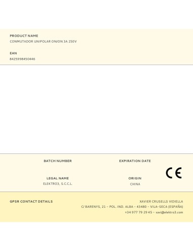 Conmutador unipolar on/on 3a 250v