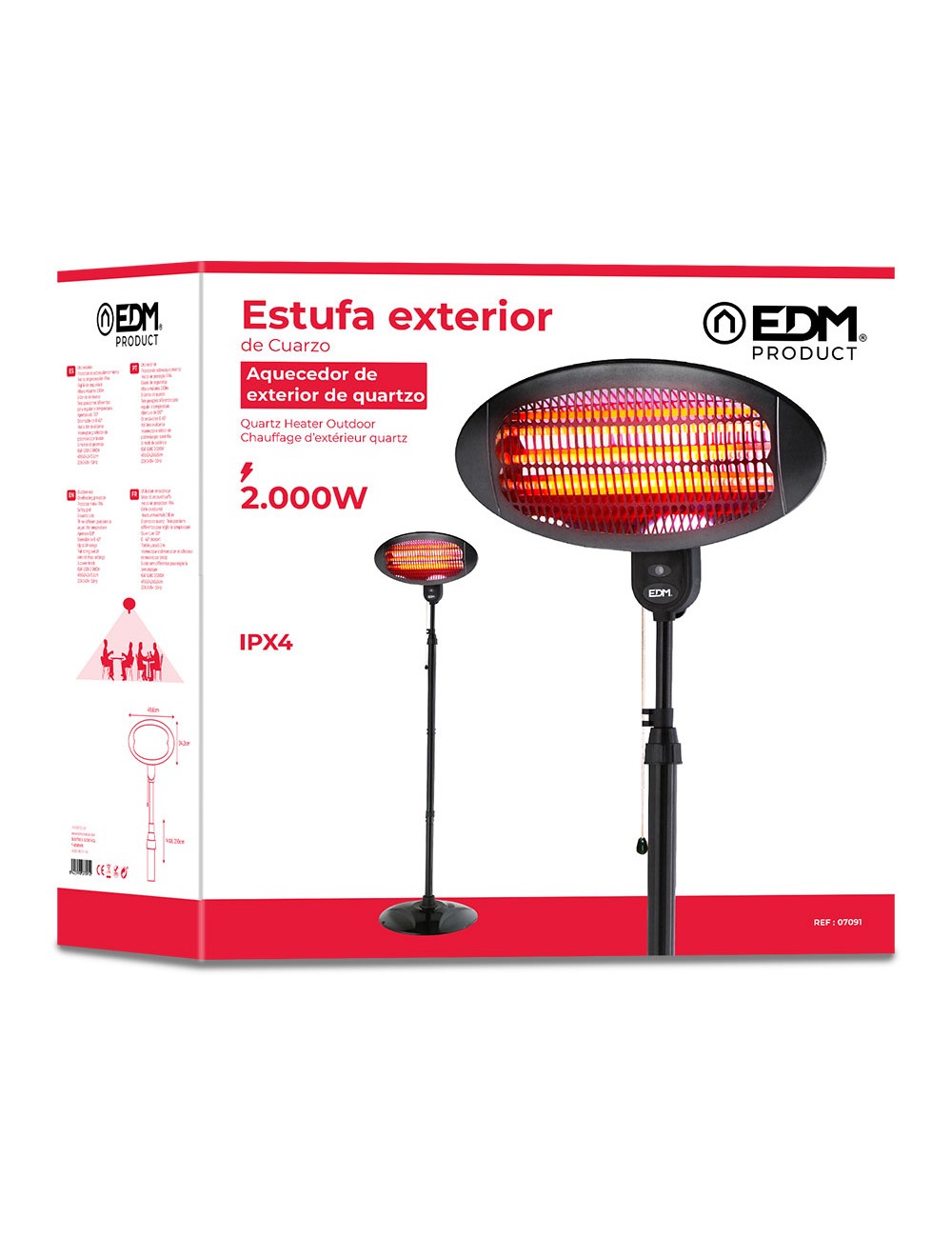 Estufa de cuarzo de exterior 2000 w