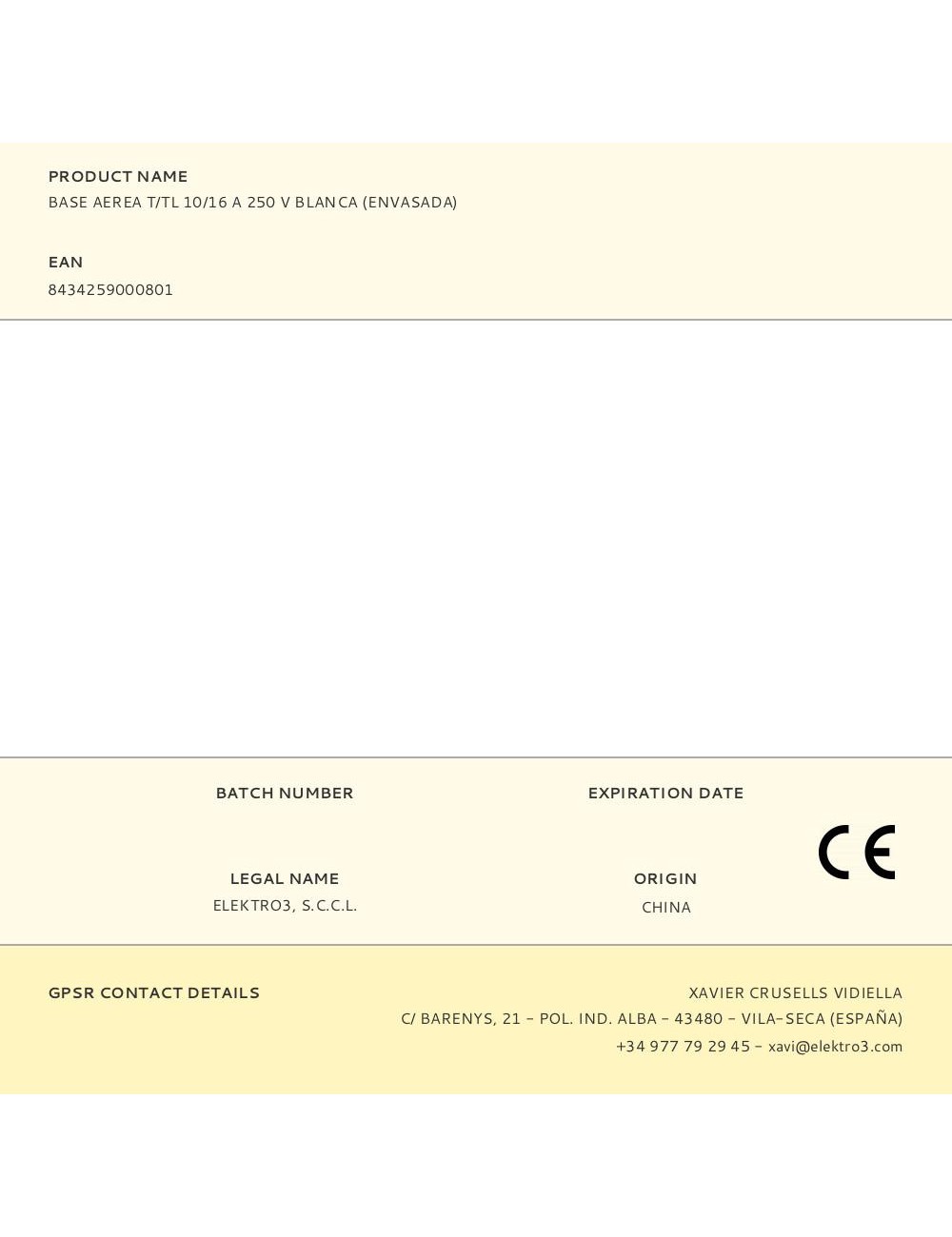Base aerea t/tl 10/16 a 250 v blanca (envasada)