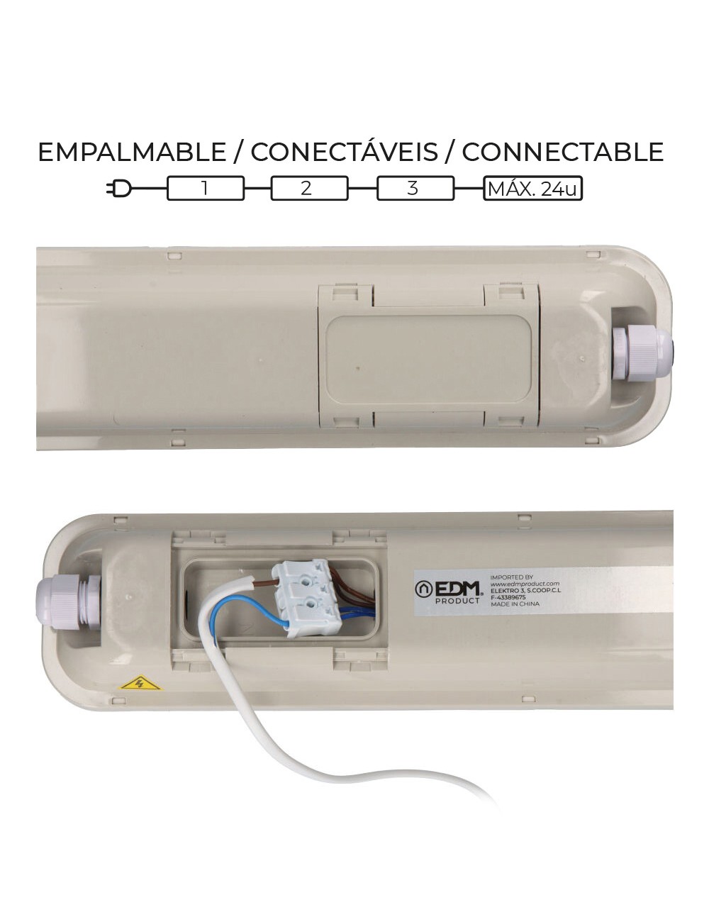Regleta estanca led ip65 18 w 1990 lm 6500 k luz fria 5,9 x 59 x 6,6 cm