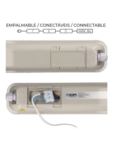 Regleta estanca led ip65 48 w 5274 lm 6500 k luz fria 8,6 x 148 x 6,6 cm