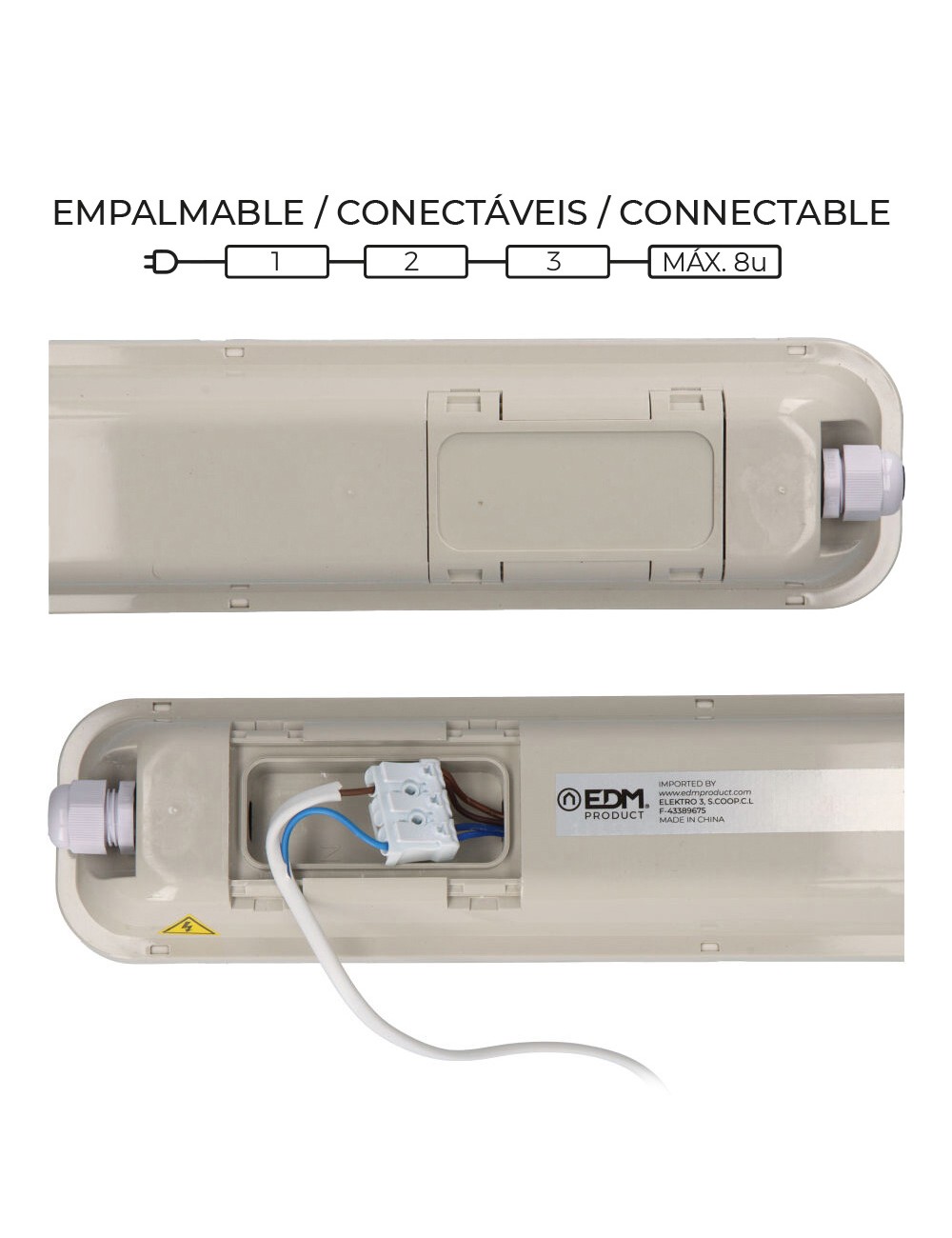 Regleta estanca led ip65 48 w 5274 lm 6500 k luz fria 8,6 x 148 x 6,6 cm
