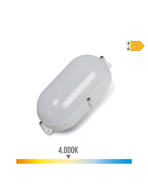 Aplique led oval blanco 9 w 4000 k luz dia ip65 21,2 x 11,8 x 6,6 cm