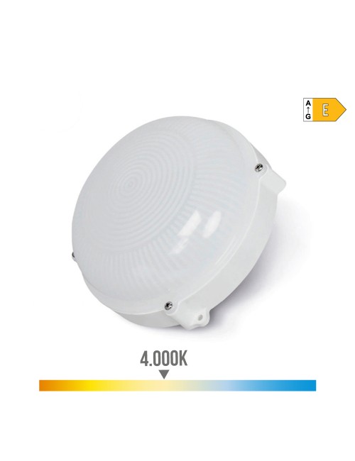 Aplique led circular blanco 12 w 4000k luz día ip65 ø19,2 x 7,2 cm