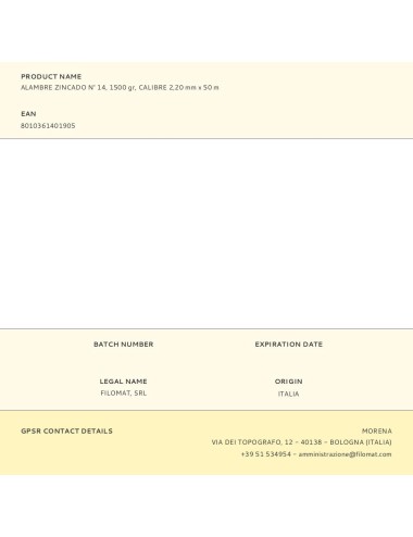 Alambre zincado n° 14, 1500 gr, calibre 2,20 mm x 50 m