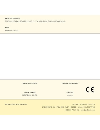 Portalámparas semiroscado e-27 + arandela blanco (envasado)