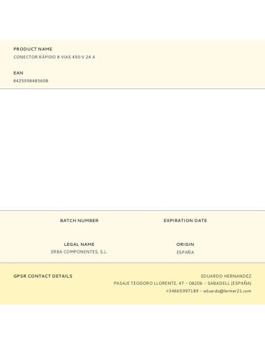 Conector rápido 8 vias 450 v 24 a