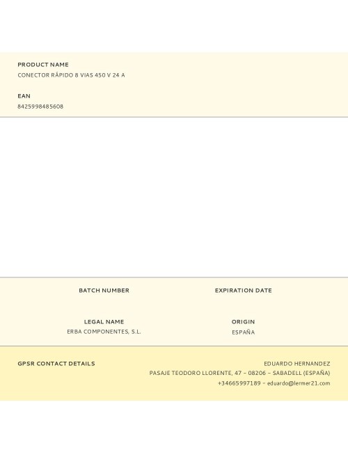 Conector rápido 8 vias 450 v 24 a