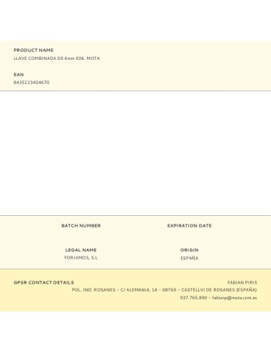 Llave combinada de 6mm e06. mota